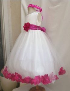 White and Pink Flower Girl Dresses