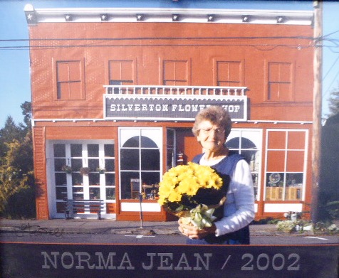 Norma Jean Branstetter In Front of Silverton Flower Shop